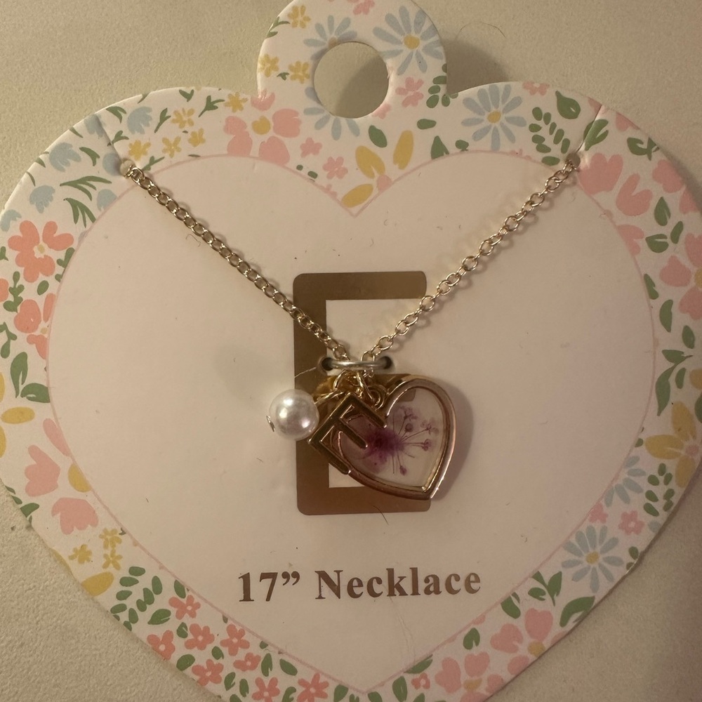 Gold Heart Flower Pendant Necklace with Pearl Accent - Women